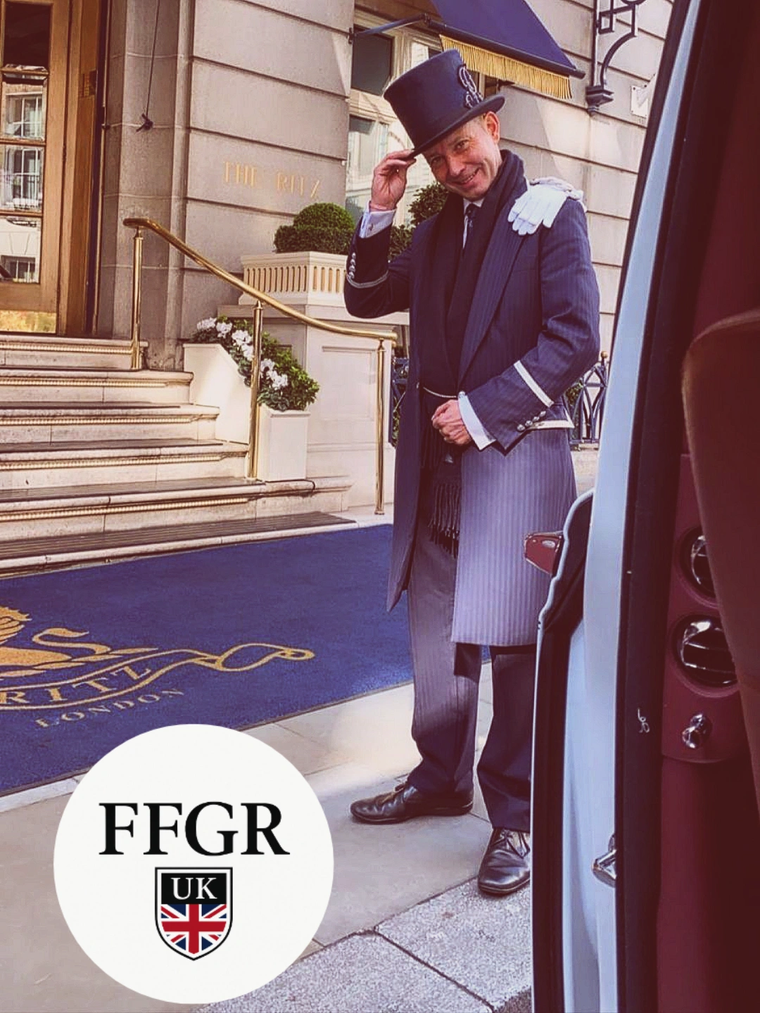 VIP airport transfer London — Ritz Hotel doorman